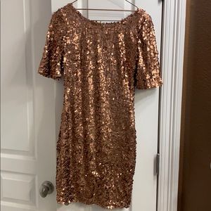 Gold sequin party dress